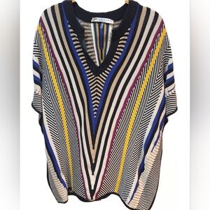 Trina Turk Tyla Poncho Sweater in Toucan print, Pima cotton, boho